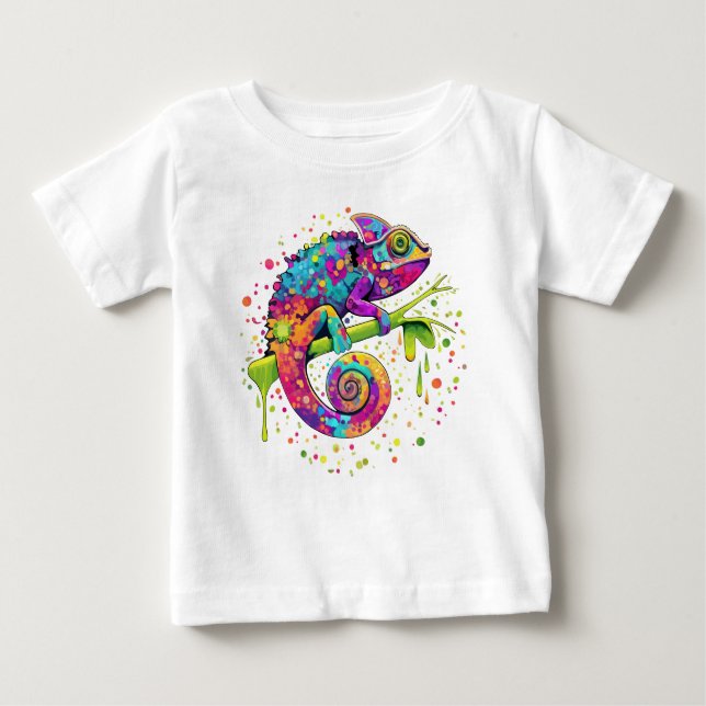 T-shirt Pour Bébé Style d'aquarelle des teintures Chameleon (Devant)
