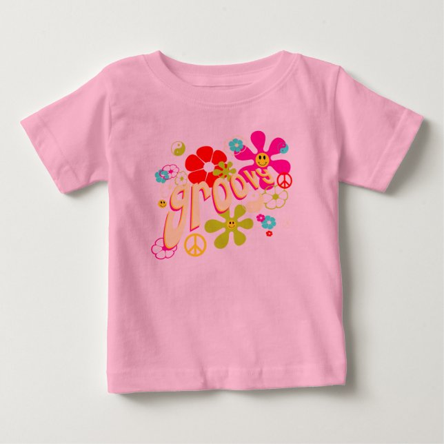 T-shirt Pour Bébé Style super Vibe 70's (Devant)