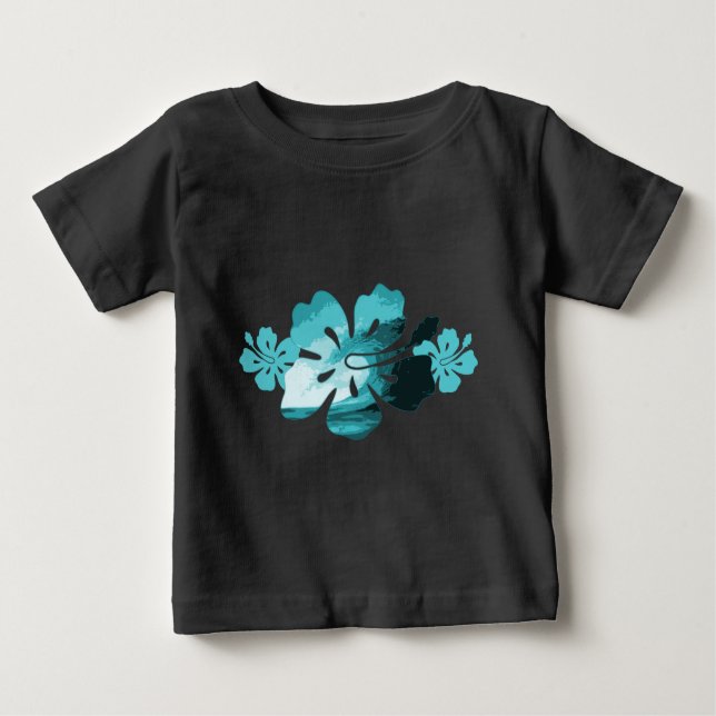 T-shirt Pour Bébé Style surf Hibiscus (Devant)