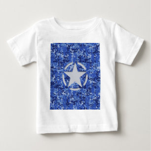 T-shirt Pour Bébé Stylo Star Retro Camouflage bleu marine