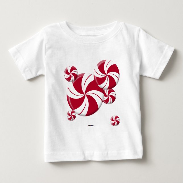T-shirt Pour Bébé Sucrerie de rayure de remous de menthe poivrée (Devant)