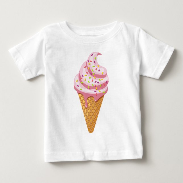 T-shirt Pour Bébé sundae fraise en cône gaufre avec garniture (Devant)