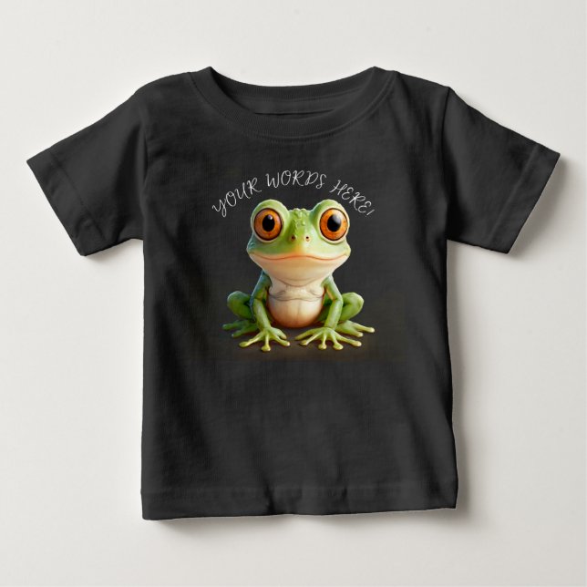 T-shirt Pour Bébé Super Cute Green Frog Cartoon Modifier le texte (Devant)