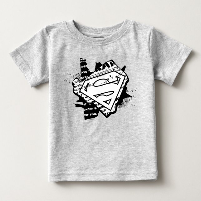 T-shirt Pour Bébé Supergirl Newsprint S-Shield (Devant)