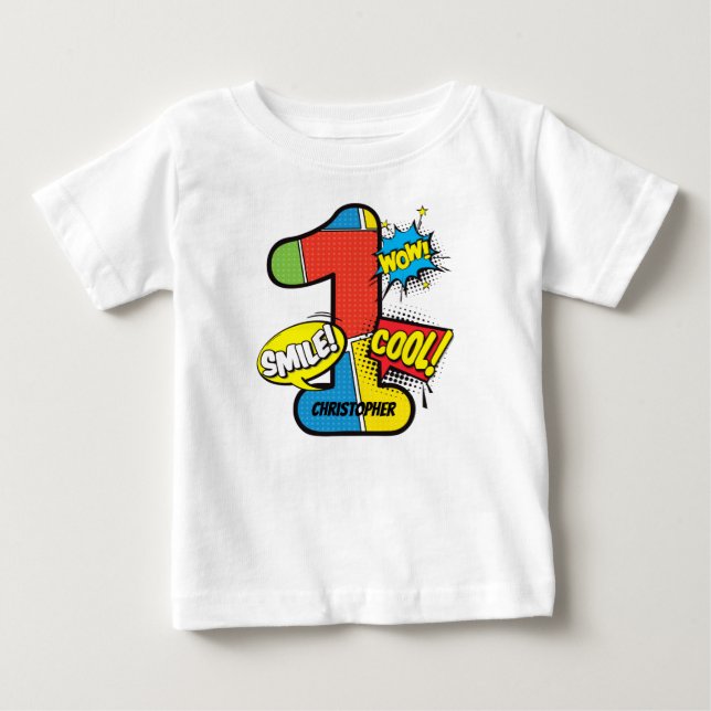 T-shirt Pour Bébé Superhero Comic Book Personnalisé (Devant)