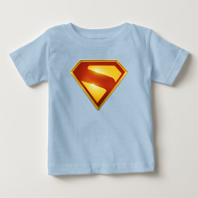 T-shirt Pour Bébé Superman Bouclier Doré Brillance (Devant)