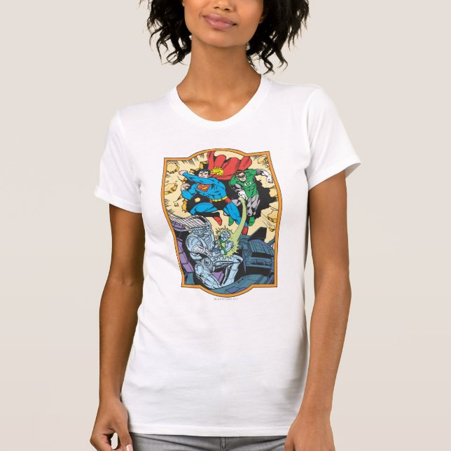 T-shirt Pour Bébé Superman & Green Lantern Combat Brainiac (Devant)