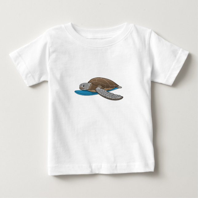 T-shirt Pour Bébé Surfer sur tortue (Devant)