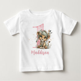 T-shirt Pour Bébé Sweet Baby Lion Girl First Birthday