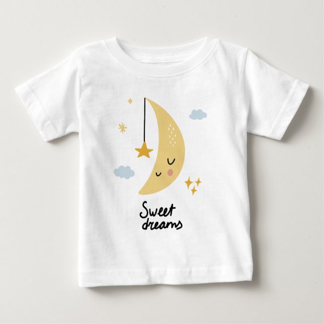T-shirt Pour Bébé Sweet Dreams Moon & Stars (Devant)