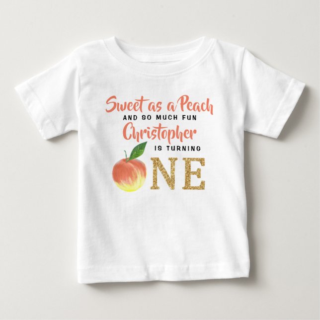 T-shirt Pour Bébé Sweet Peach Boys 1er anniversaire (Devant)