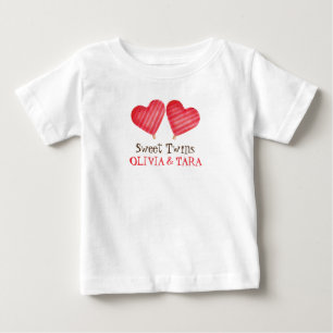 T-shirt Pour Bébé Sweet Twins avec des noms personnalisés Baby T-Shi