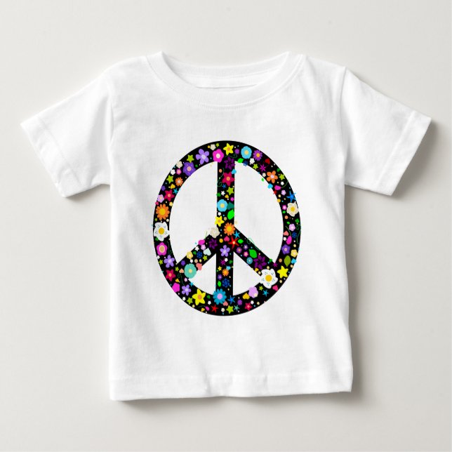 T-shirt Pour Bébé Symbole de la paix florale (Devant)