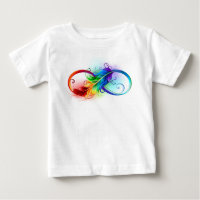 Symbole d'infini avec plume arc-en-ciel