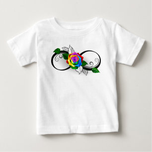 T-shirt Pour Bébé Symbole d'infini avec Rose arc-en-ciel