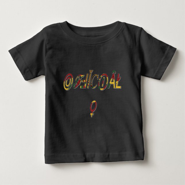 T-shirt Pour Bébé Symbole féminin inversé "OFFICIAL" Imprimer (Devant)