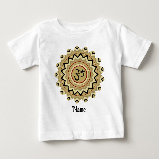 T-shirt Pour Bébé Symbole spirituel Mandala Yoga Om Symbole Rétro Cu (Devant)