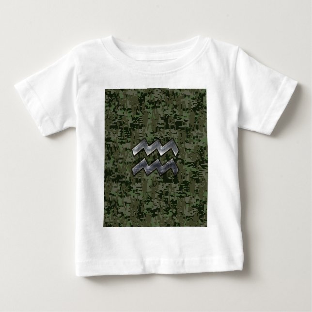 T-shirt Pour Bébé SYMBOLE Zodiaque Aquarius Camouflage numérique ver (Devant)