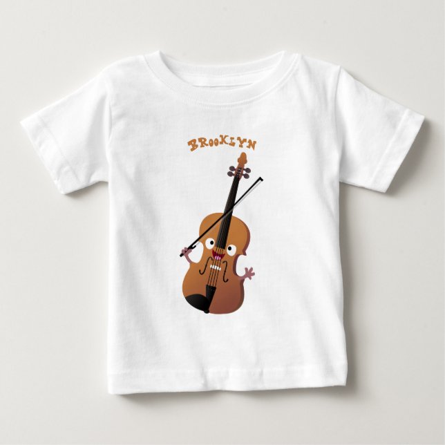 T-shirt Pour Bébé Sympa drôle violon personnage de dessin animé (Devant)