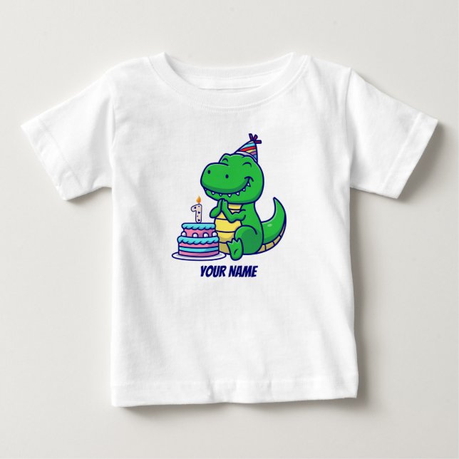 T-shirt Pour Bébé T-Rex 1er anniversaire (Devant)
