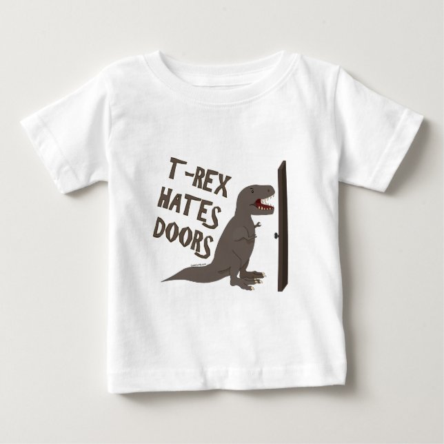 T-shirt Pour Bébé T-Rex déteste des portes (Devant)
