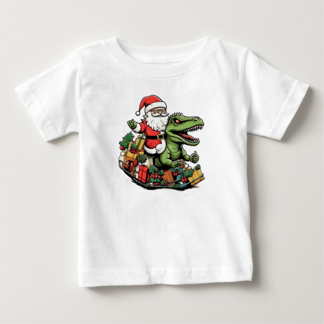 T-shirt Pour Bébé T-Rex Dinosaur Noël | Festive amusante (Devant)