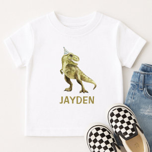 T-shirt Pour Bébé T-Rex Dinosaure Mignon Fête Nom Personnalisé