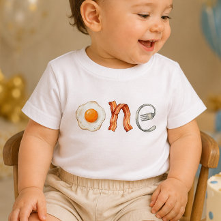 T-shirt Pour Bébé T-Shirt Bébé 1er Anniversaire Bacon et Œuf