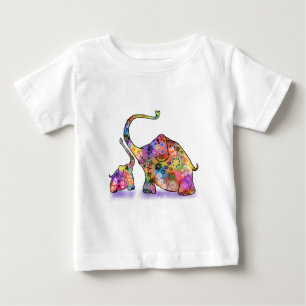 T-shirt Pour Bébé T-Shirt Bébé avec Éléphants Colorés