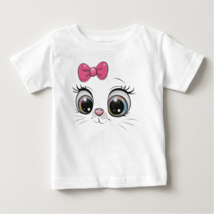 T-shirt Pour Bébé T-shirt bébé avec visage de chat mignon et noeud r