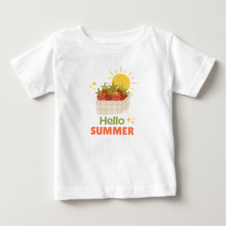 T-shirt Pour Bébé T-Shirt Bébé Bonjour Été Fraise Soleil 
