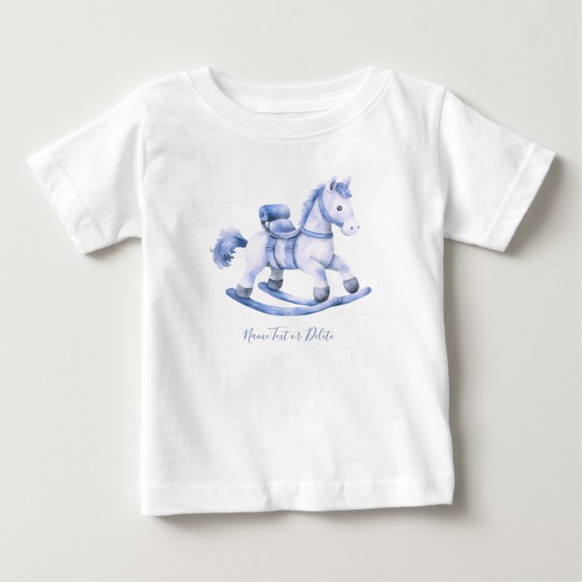 T-shirt Pour Bébé T-Shirt Bébé Cheval à Bascule Bleu (Devant)