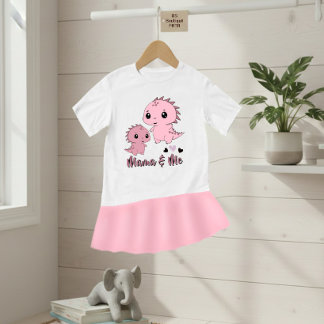 T-shirt Pour Bébé T-shirt bébé dinosaure rose mignon “Maman et moi”