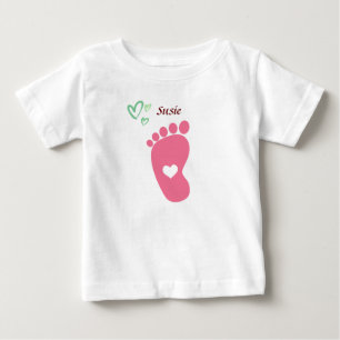 T-shirt Pour Bébé T-shirt bébé empreinte de pied rose - personnalise