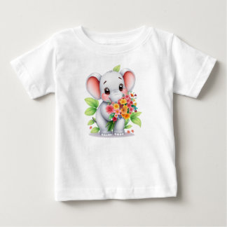 T-shirt Pour Bébé T-shirt bébé et enfants au bouquet d'éléphant ador