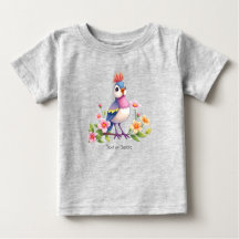 T-shirt bébé floral oiseau rose bleu mignon