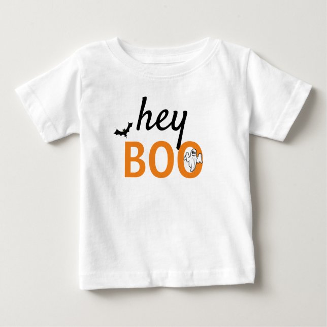 T-shirt Pour Bébé T-shirt bébé - hey BOO Fantôme / Chauves-souris (Devant)
