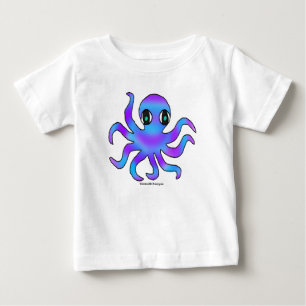 T-shirt Pour Bébé T-Shirt Bébé - Pieuvre Bleu Violet (blanc)