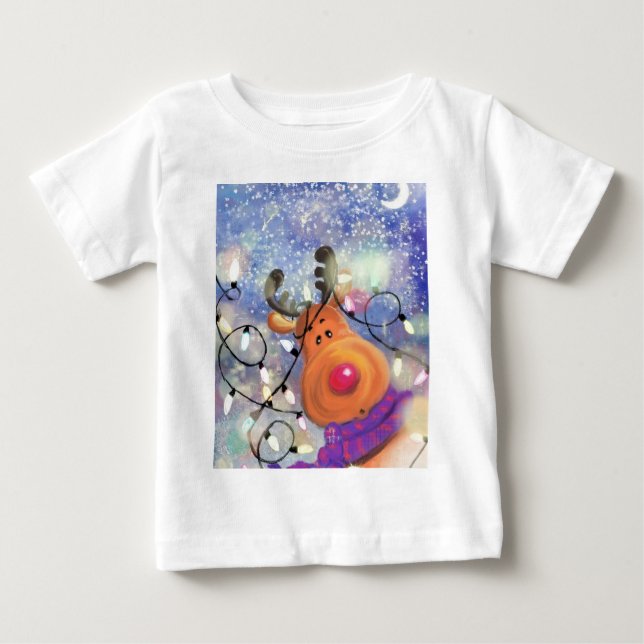 T-shirt Pour Bébé T-shirt bébé Reindeer de Noël (Devant)