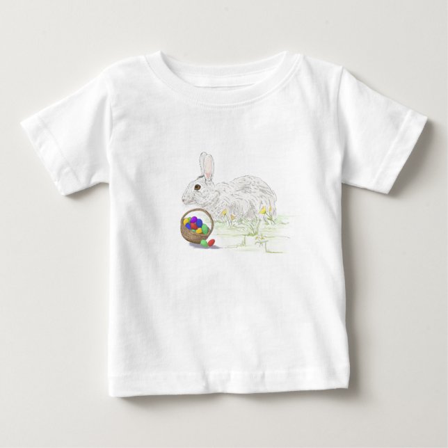 T-shirt Pour Bébé T-shirt fin bébé lapin de Pâques (Devant)