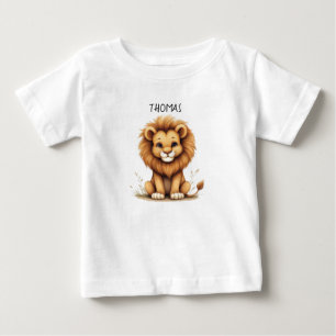 T-shirt Pour Bébé T-Shirt Personnalisé "Thomas" Bébé Lion Mignon