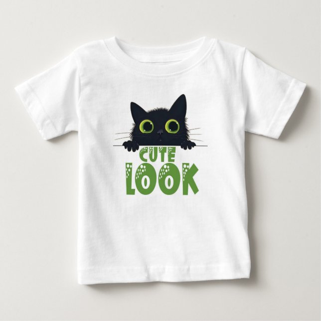T-shirt Pour Bébé "T-Shirt Whimsical Black Cat Kids' - Cu Parfaiteme (Devant)