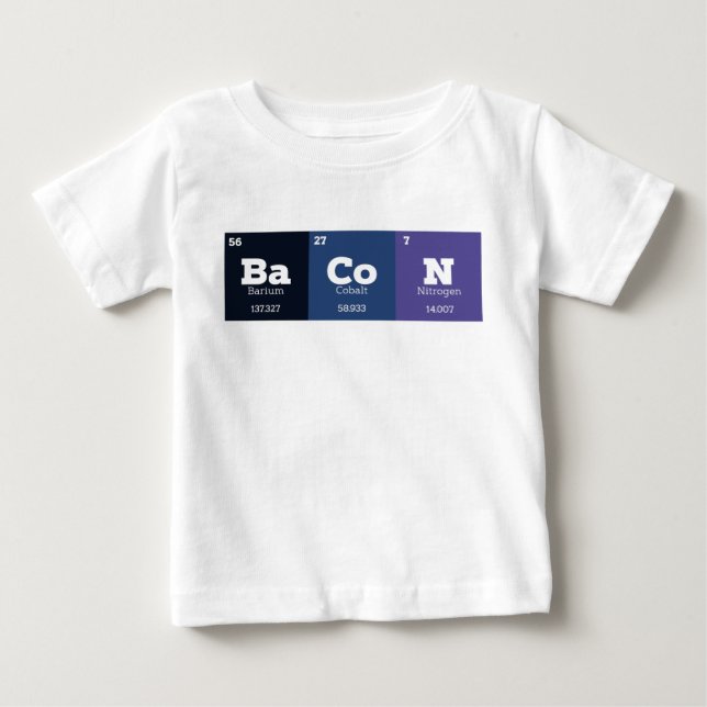 T-shirt Pour Bébé Tableau périodique Chimie Éléments chimiques Bacon (Devant)