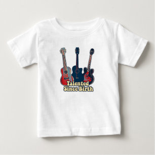 T-shirt Pour Bébé Talentueux depuis la naissance. guitares rétro col