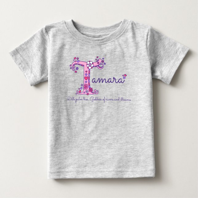 T-shirt Pour Bébé Tamara filles nom et sens T monogramme vêtements (Devant)