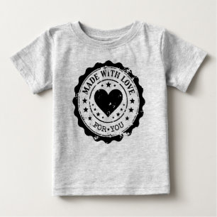 T-shirt Pour Bébé Tampon noir - FAIT AVEC AMOUR - étoiles cœur 2