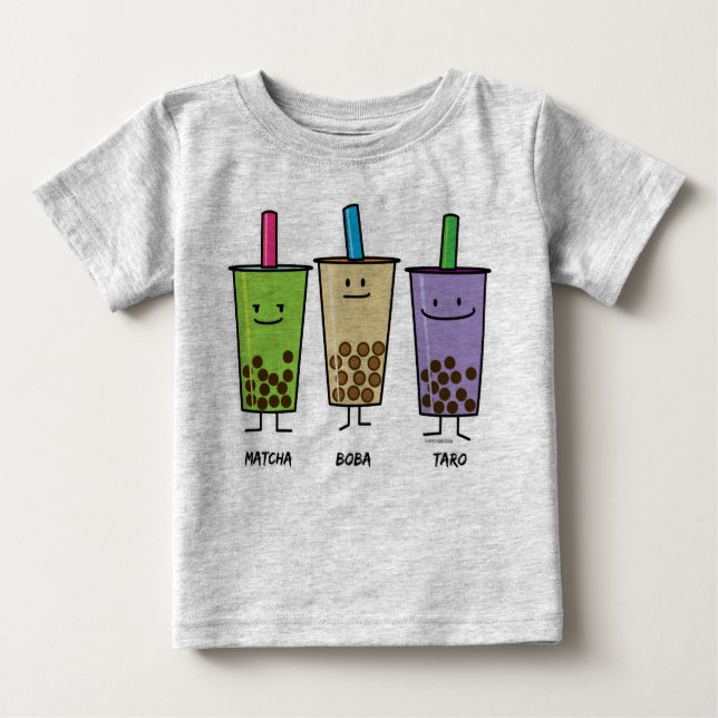 T-shirt Pour Bébé Tapioca de taro de lait de boissons de vert de thé (Devant)