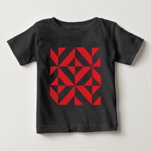 T-shirt Pour Bébé Tchry Red Geometric Deco Cube Pattern