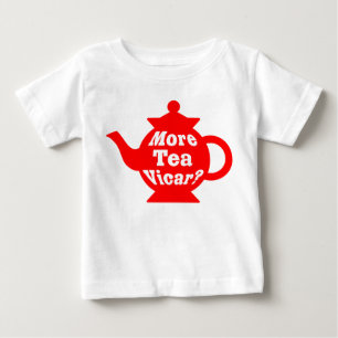 T-shirt Pour Bébé Teapot - Plus de thé Vicar ? - Rouge et blanc
