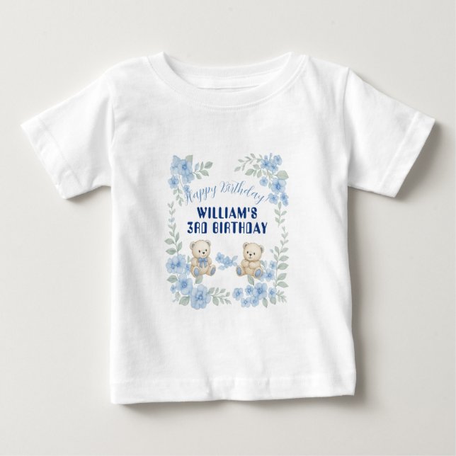 T-shirt Pour Bébé Teddy Bear fête d'anniversaire (Devant)